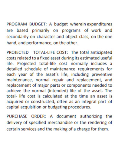basic program budget