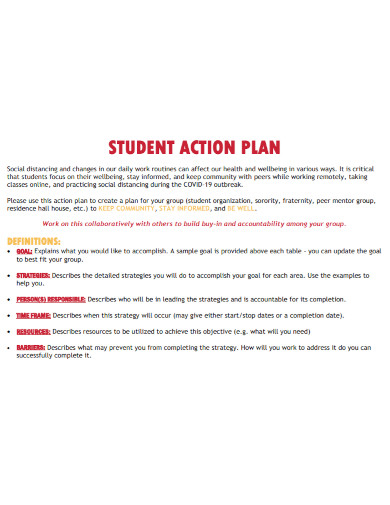 basic student action plan