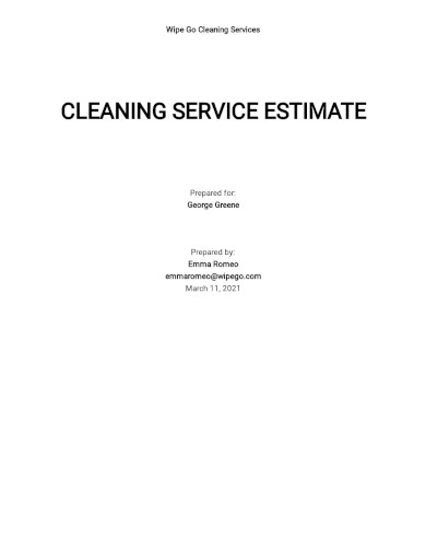 cleaning service estimate template