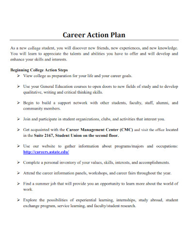 college career action plan
