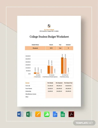 college student budget worksheet template