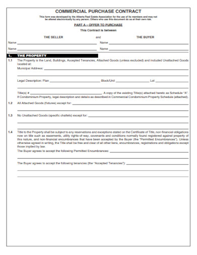 commercial real estate purchase agreement contract