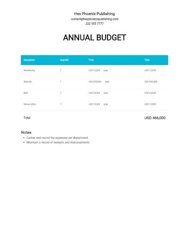 company annual budget template