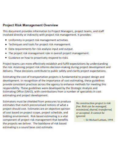 7+ Construction Project Risk Management Plan Examples in MS Word ...