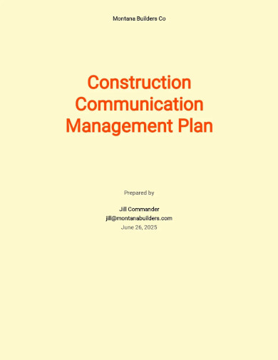 construction communication management plan template