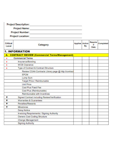construction project execution planning checklist