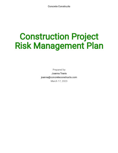 construction project risk management plan template