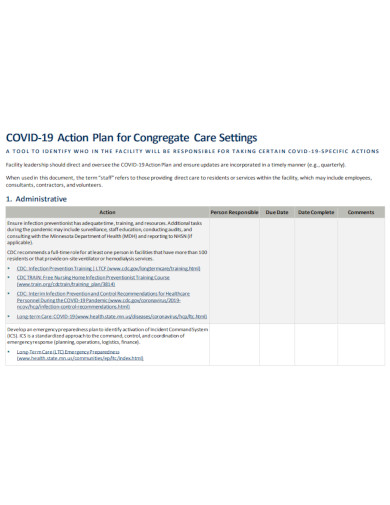 coronavirus covid 19 action plan