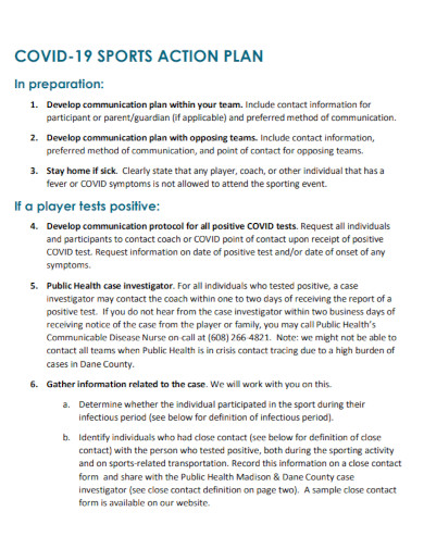 coronavirus covid 19 sports action plan