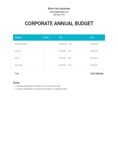 3+ Corporate Annual Budget Examples in MS Word | Google Docs | Google ...