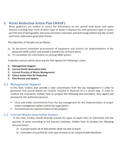 draft waste reduction action plan