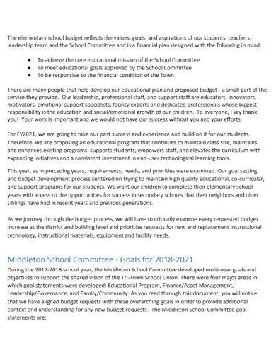 elementary school budget in pdf