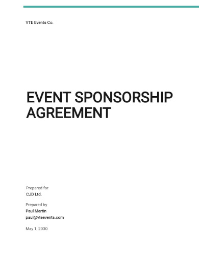 Event Sponsorship Agreement Template