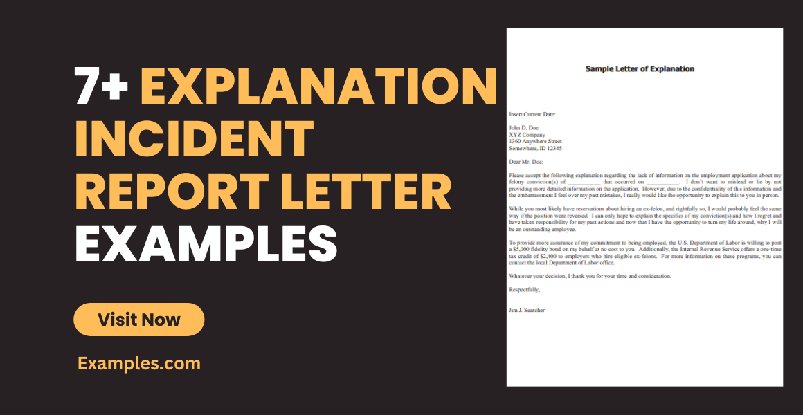 Explanation Incident Report Letter Examples