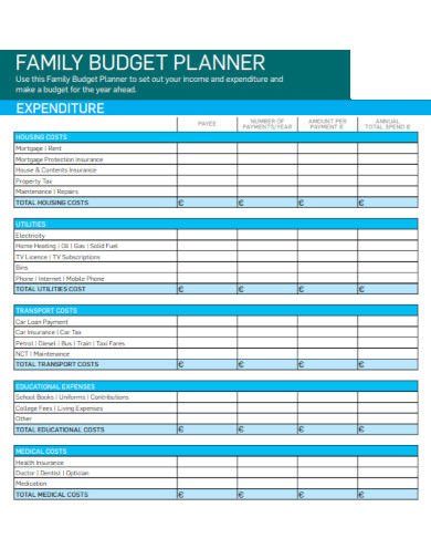 family budget planner example