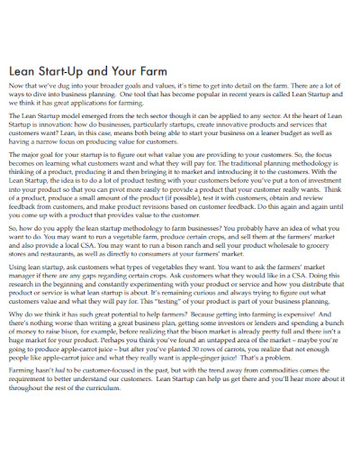 farm startup strategic plan