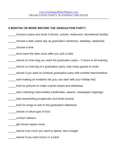 graduation party planning checklist