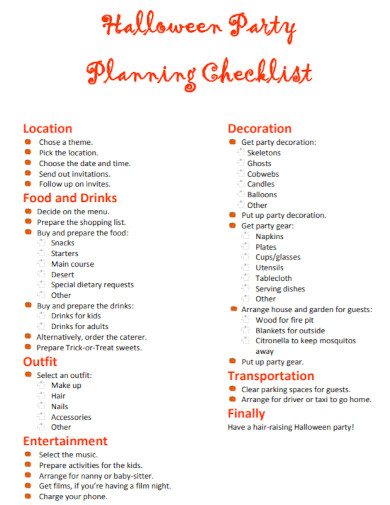 halloween party planning checklist