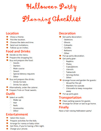 Halloween Party Planning Checklist