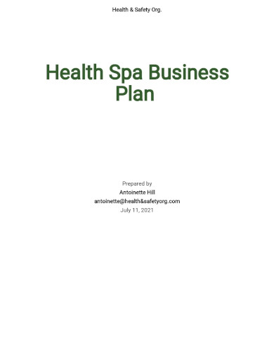 health safety business plan template