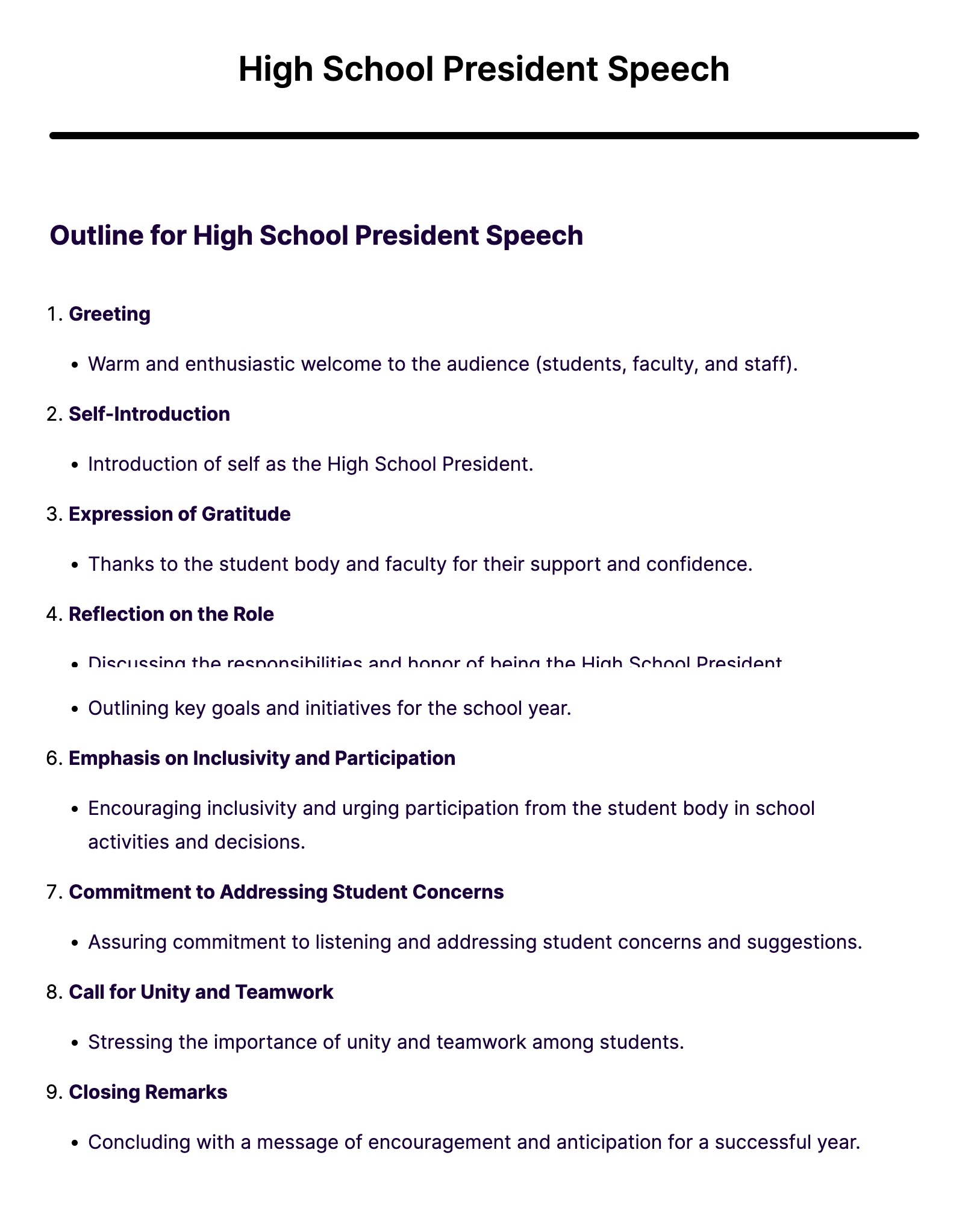 sample speech for school president