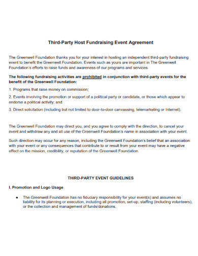 host fundraising event agreement