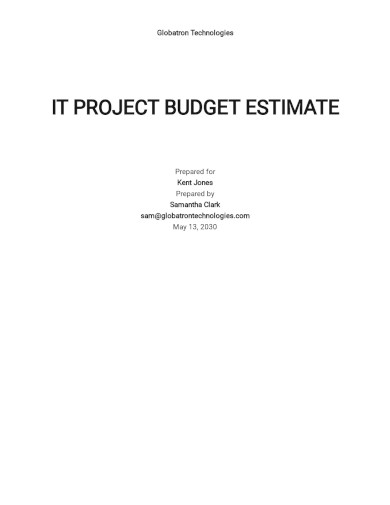 it project budget estimate template