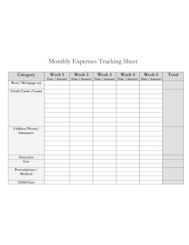 monthly expenses tracking