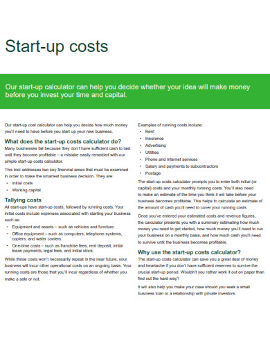 new business start up costs in pdf