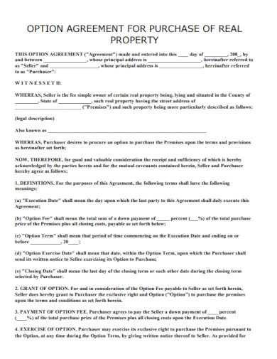 Option Agreement Template