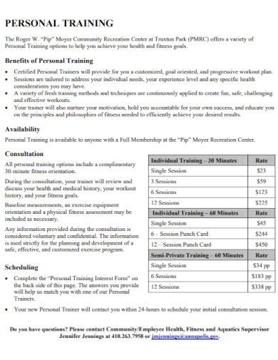 personal training plan in pdf