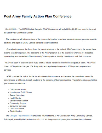 post army family action plan conference