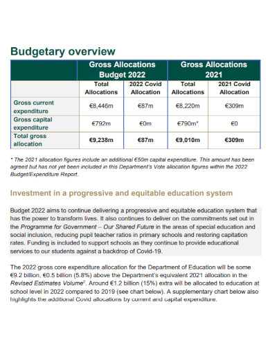 primary school education budget
