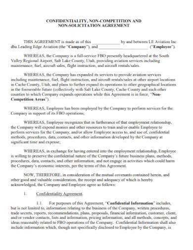 printable non compete confidentiality agreement
