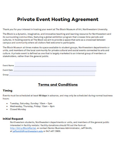 private event hosting agreement