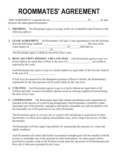 professional roommate lease agreement