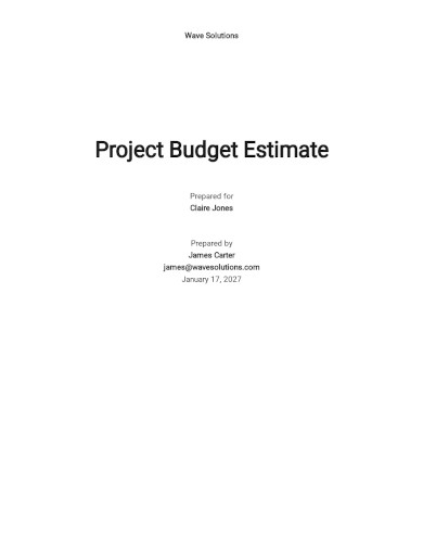 project budget estimate template