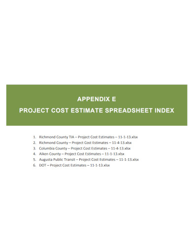 project cost estimate spreadsheet