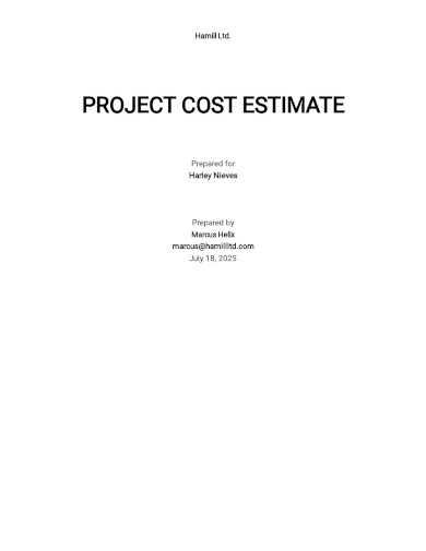 project cost estimate template