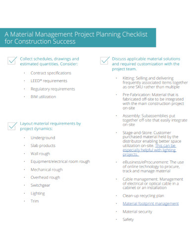 project planning checklist for construction