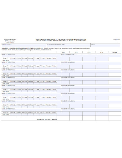 proposal budget worksheet form