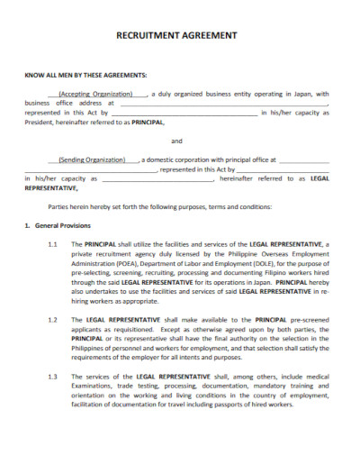 recruitment agency agreement in pdf