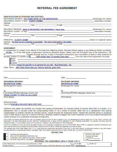 referral fee agreement template