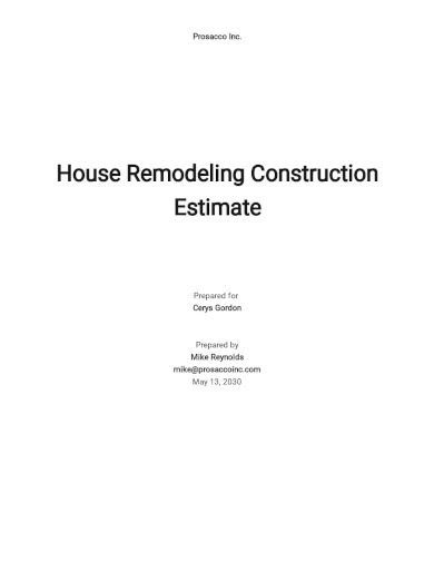 remodelling estimate template
