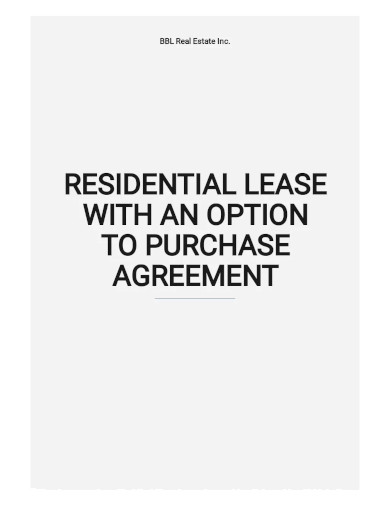 Residential Lease with an Option to Purchase Agreement Template