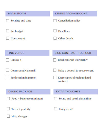 restaurant event planning checklist in pdf