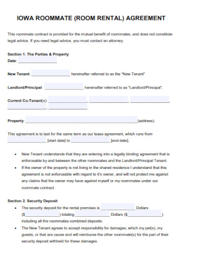 room rental lease agreement example