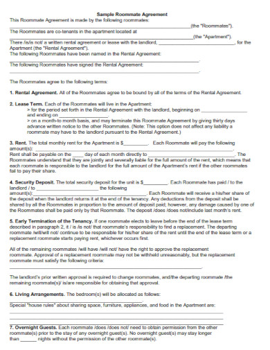 roommate lease term agreement