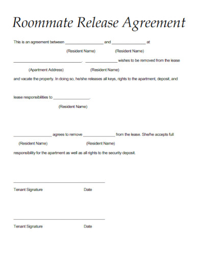 roommate release agreement example