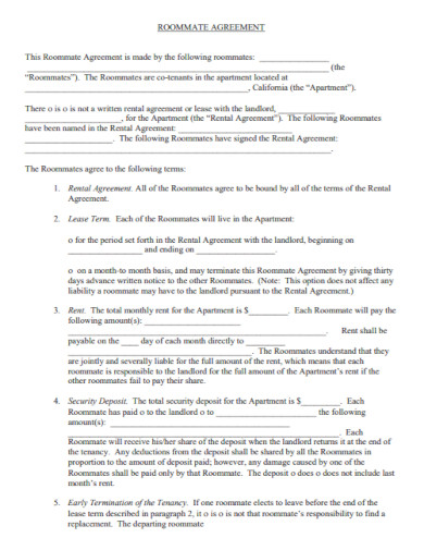 roommate rental agreement in pdf